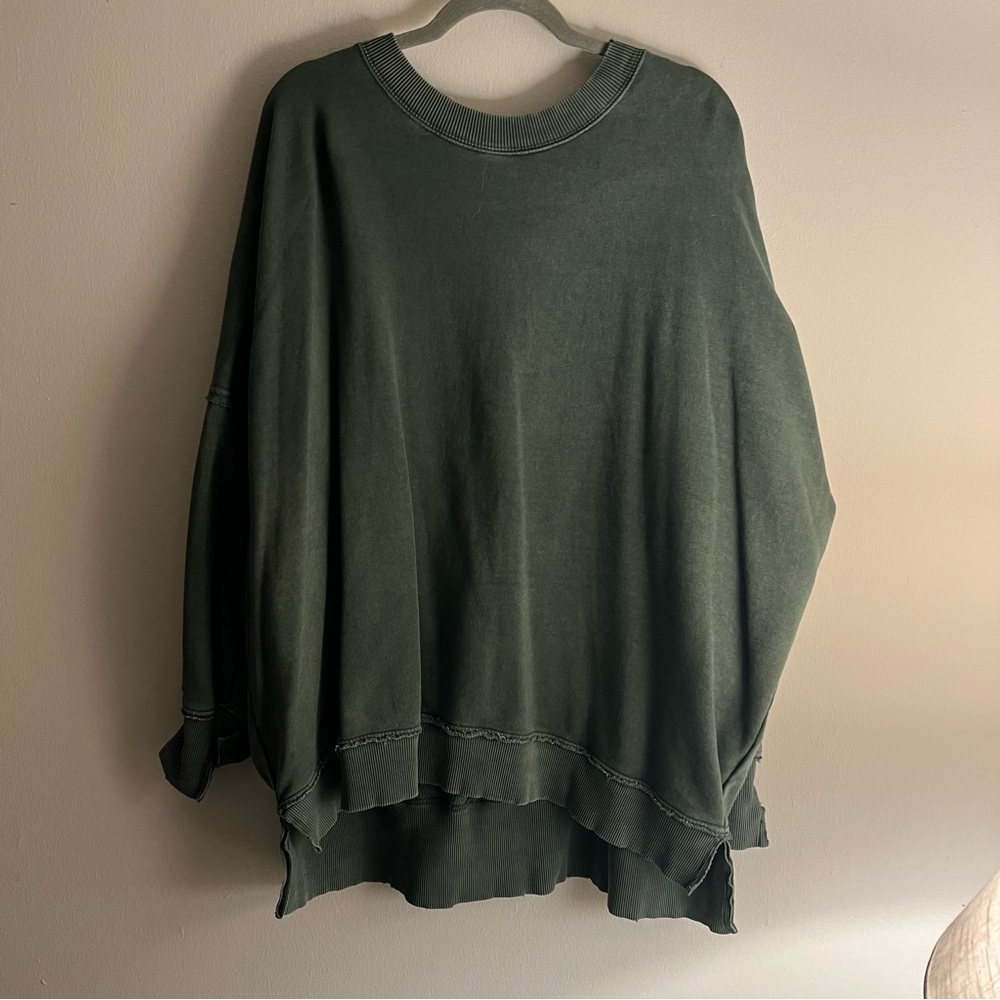 Dark Green Aerie Long Sleeve Crewneck Sweater